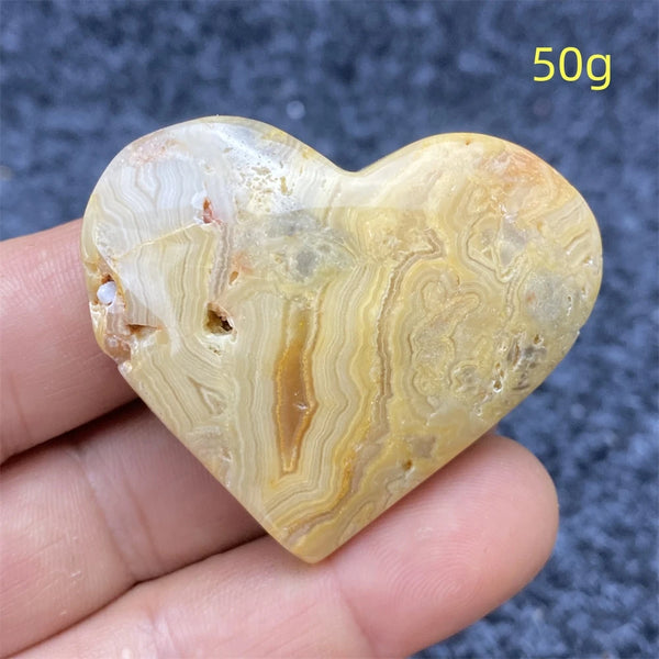 Yellow Crazy Agate Hearts-ToShay.org