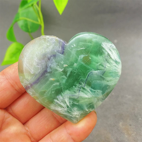 Green Feather Fluorite Heart-ToShay.org