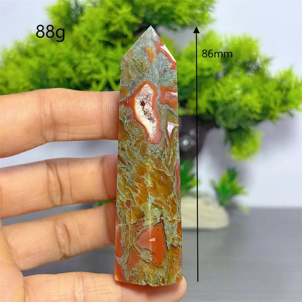Red Green Moss Agate Point-ToShay.org
