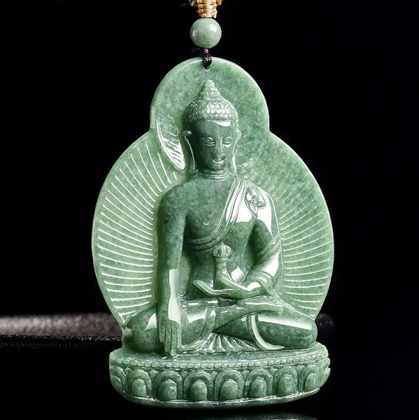 Green Jadeite Buddha Pendant-ToShay.org