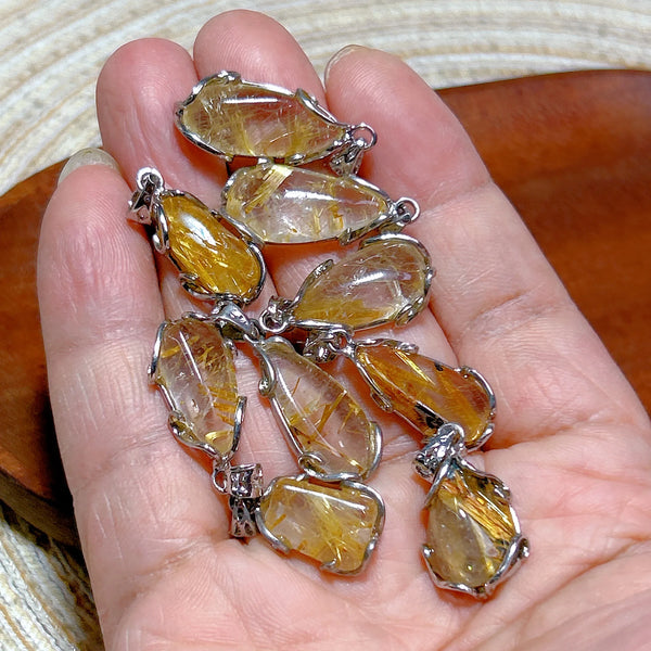 Gold Rutilated Pendant-ToShay.org