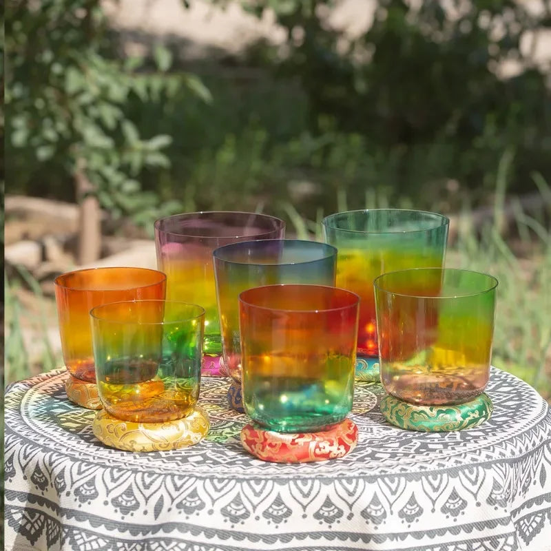 Mixed Rainbow Crystal Singing Bowls-ToShay.org