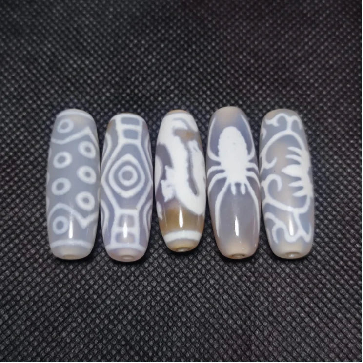 Grey Jade Agate Dzi Beads-ToShay.org
