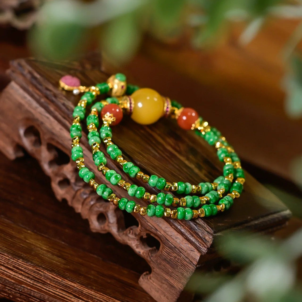 Green Jade Wrap Bracelet-ToShay.org