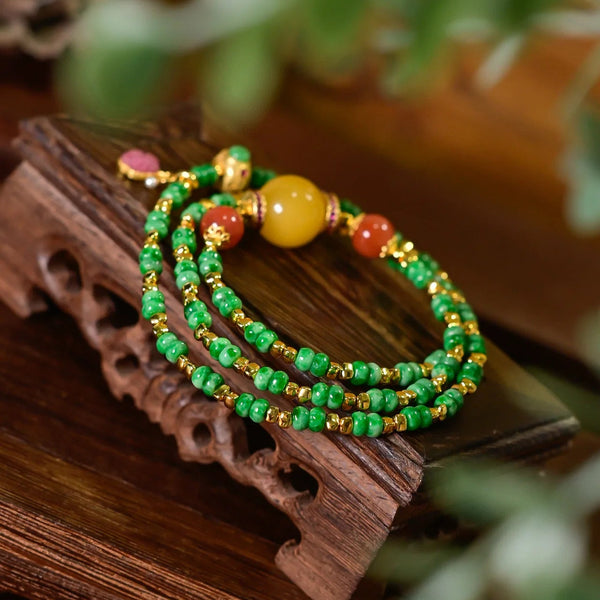 Green Jade Wrap Bracelet-ToShay.org