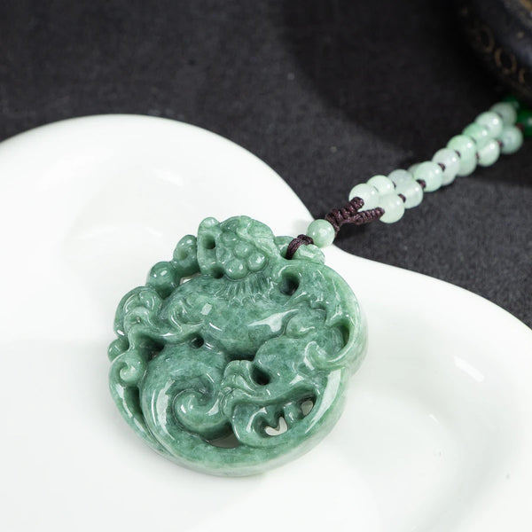 Green Jade Ruyi Qilin Pendant-ToShay.org