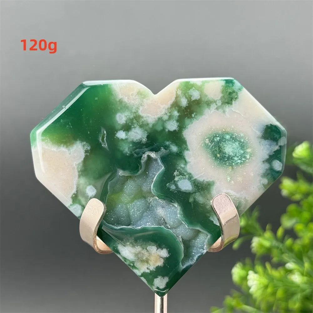 Green Cherry Blossom Agate Heart-ToShay.org