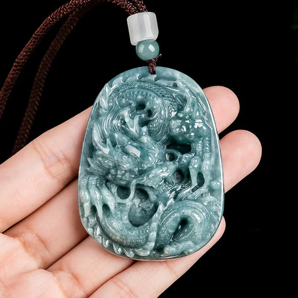 Blue Jadeite Dragon Pendant-ToShay.org