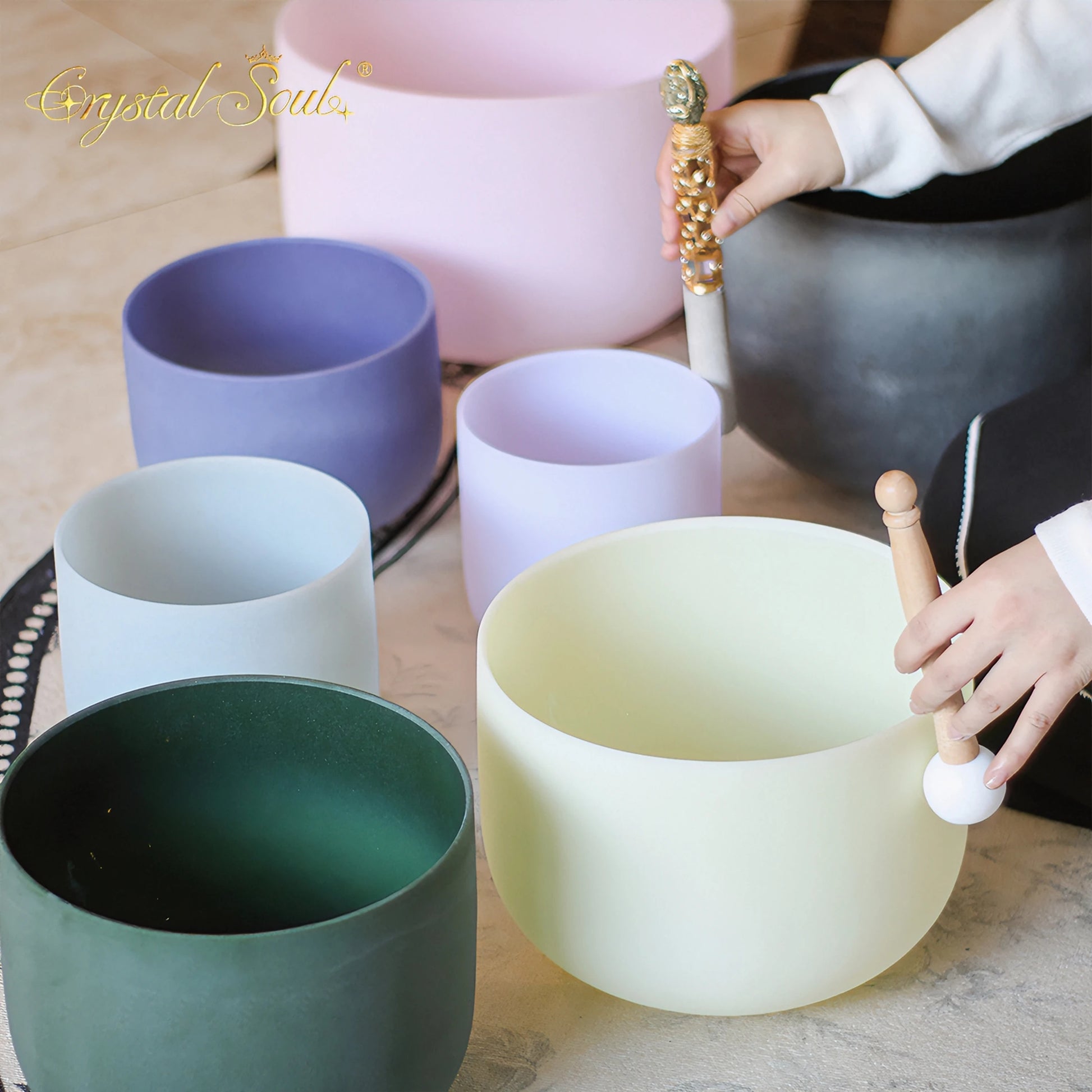 Mixed Gemstone Singing Bowls-ToShay.org