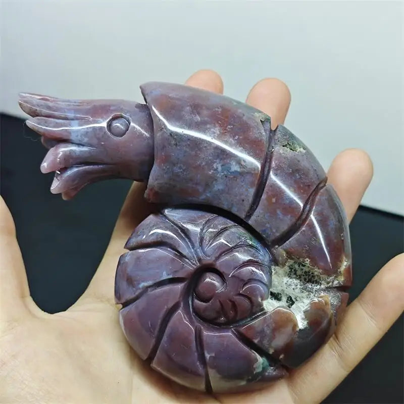 Natural Ocean Jasper Snail Conch Carving Figurine Polished Fengshui Gemstones Sculpture Crafts Gift 1PCS-ToShay.org