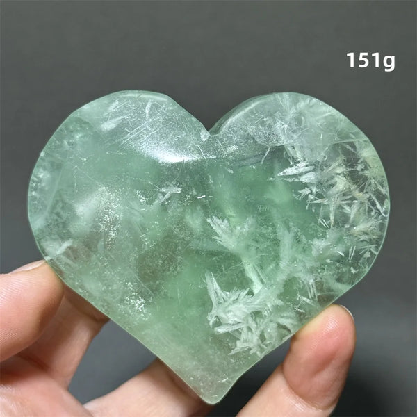 Green Feather Fluorite Heart-ToShay.org