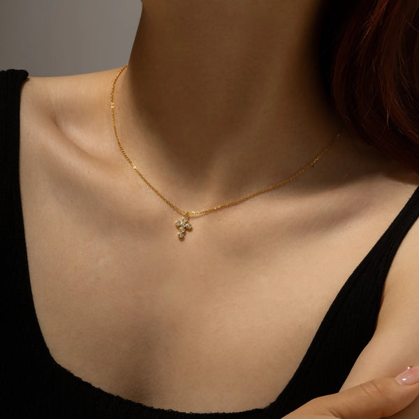 Gold Diamond Cross Necklace-ToShay.org