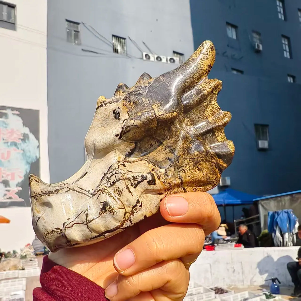 Yellow Painting Stone Dragon-ToShay.org