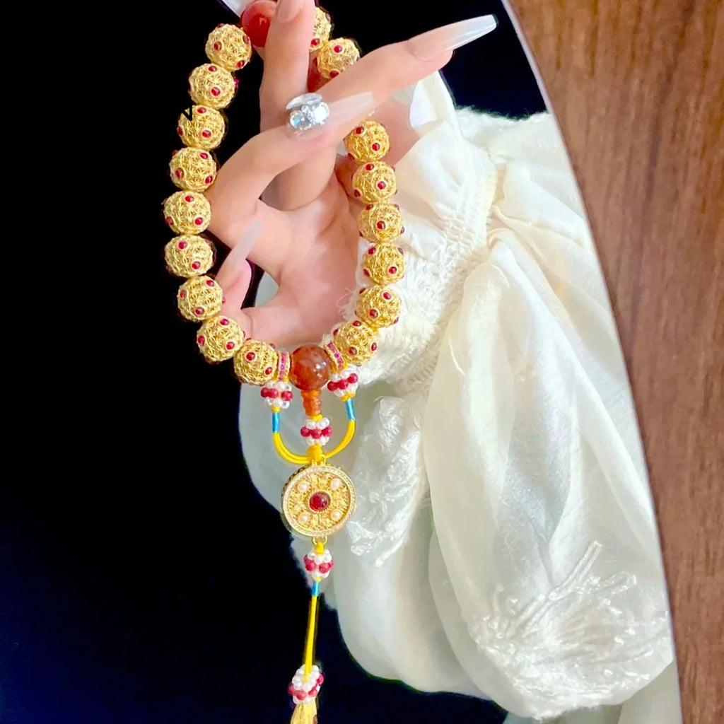Gold Pine Flowers Beads-ToShay.org