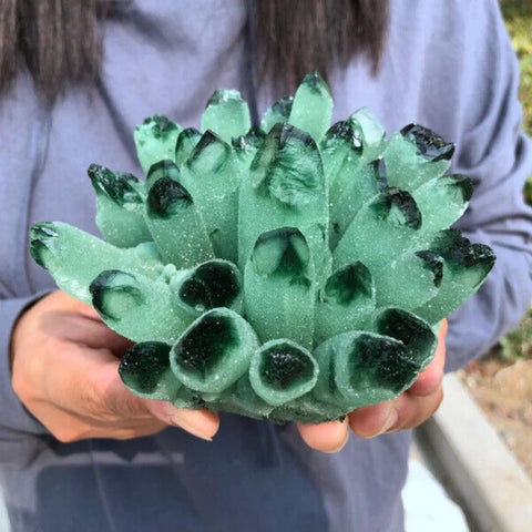 Green Phantom Crystal Cluster-ToShay.org