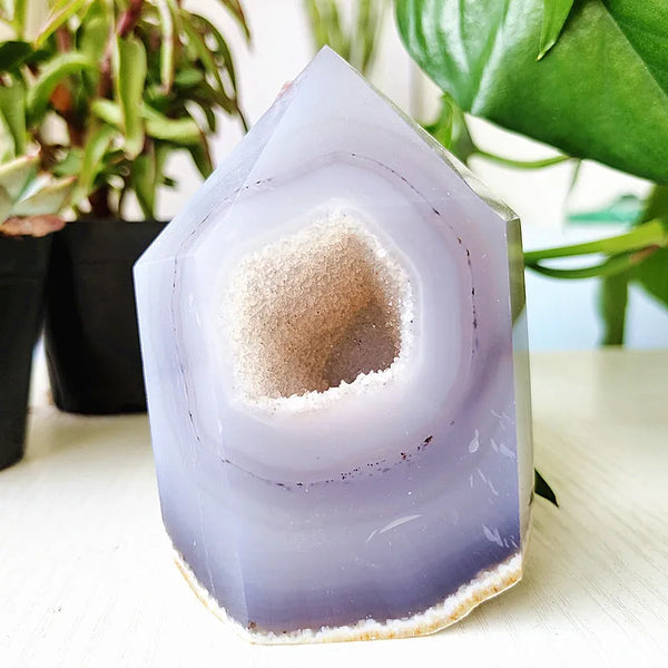 Blue Agate Geode Point-ToShay.org