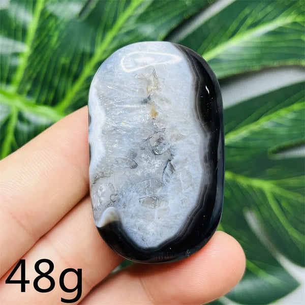 Black White Agate Palm Stone-ToShay.org