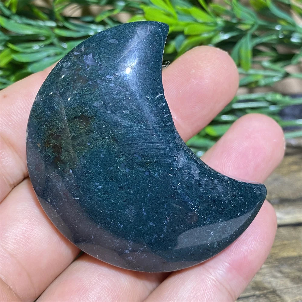 Green Moss Agate Moon-ToShay.org