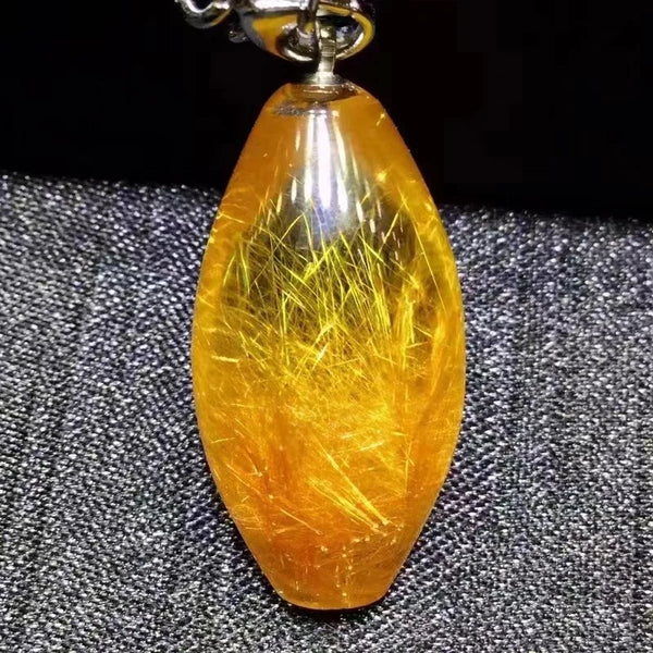 Gold Rutilated Quartz Pendant-ToShay.org