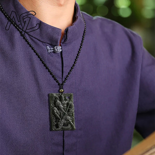 Black Jade Guan Yu Pendant-ToShay.org