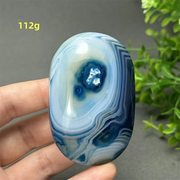 Blue Agate Palm Stone-ToShay.org