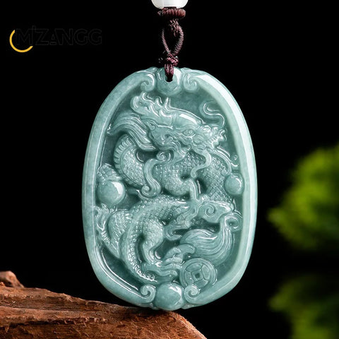 Blue Jadeite Dragon Pendant-ToShay.org