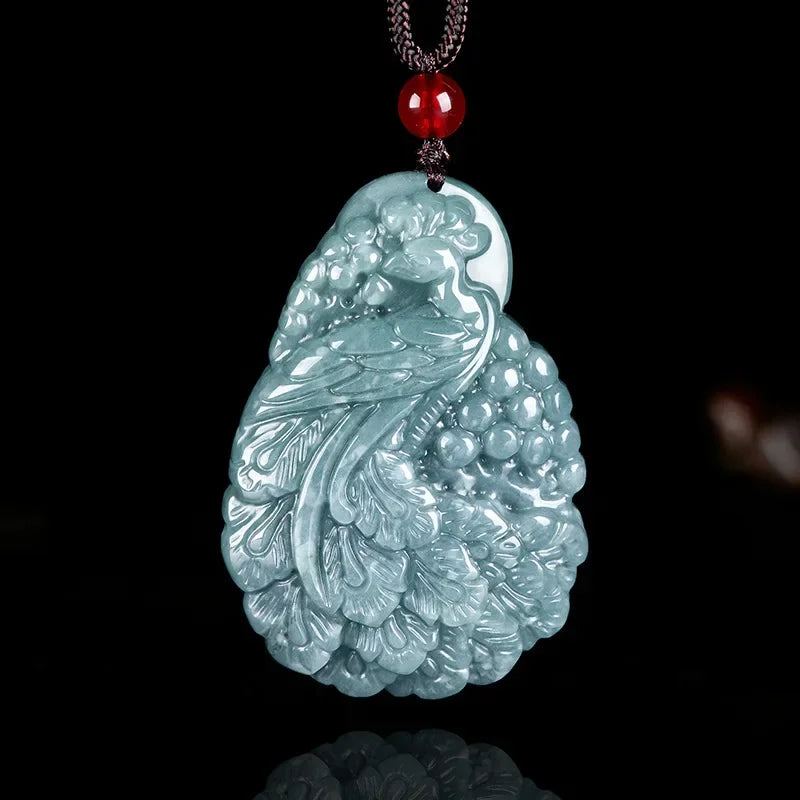Blue Jade Water Peacock Pendant-ToShay.org
