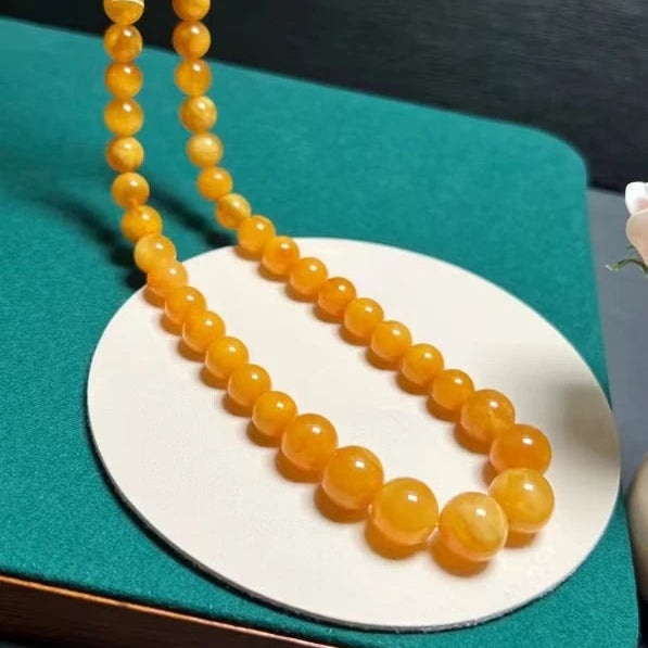 Yellow Amber Bead Necklace-ToShay.org