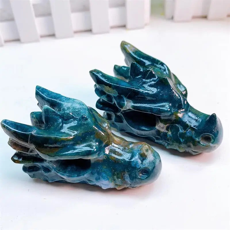 Green Moss Agate Dragon Head-ToShay.org