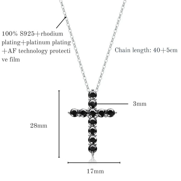 Silver Black Cross Necklace-ToShay.org