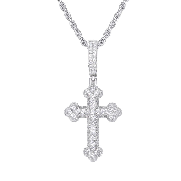 Silver Diamond Cross Pendant-ToShay.org