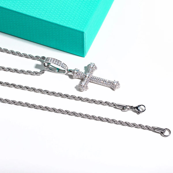 Silver Crystal Cross Pendant-ToShay.org