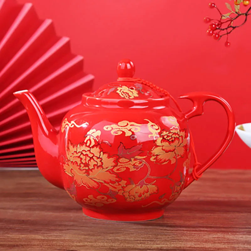 Red Porcelain Tea Set-ToShay.org