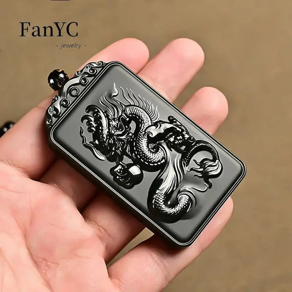 Black Jade Dragon Pendant-ToShay.org