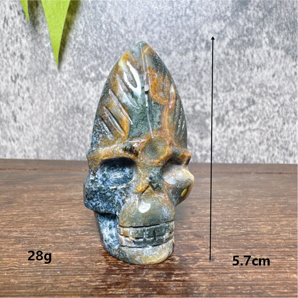 Ocean Jasper Feather Skull-ToShay.org