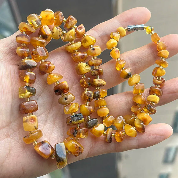 Yellow Amber Bead Necklace-ToShay.org