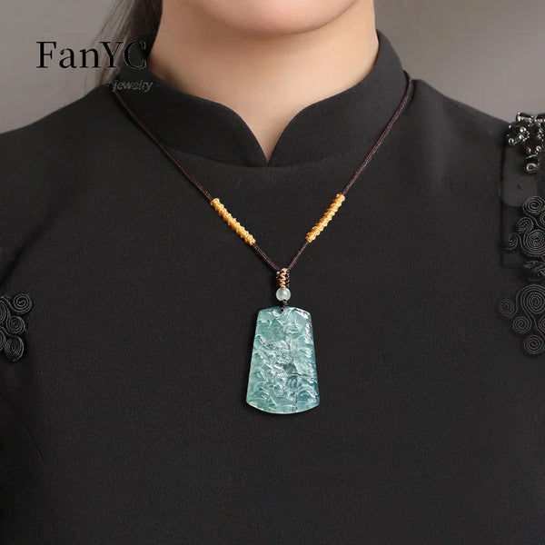 Blue Jadeite Landscape Pendant-ToShay.org