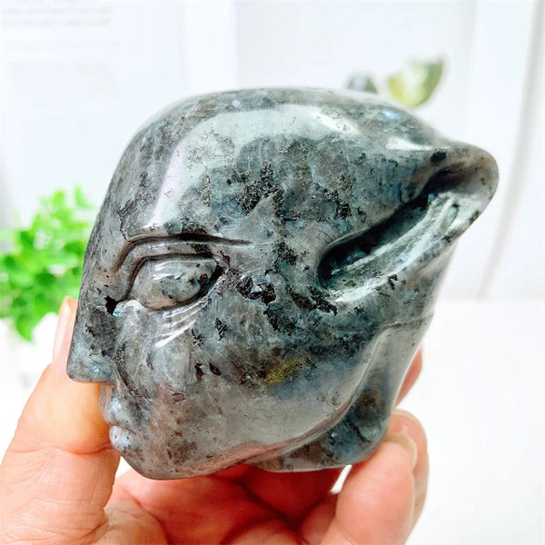 Blue Larvikite Alien Skull-ToShay.org