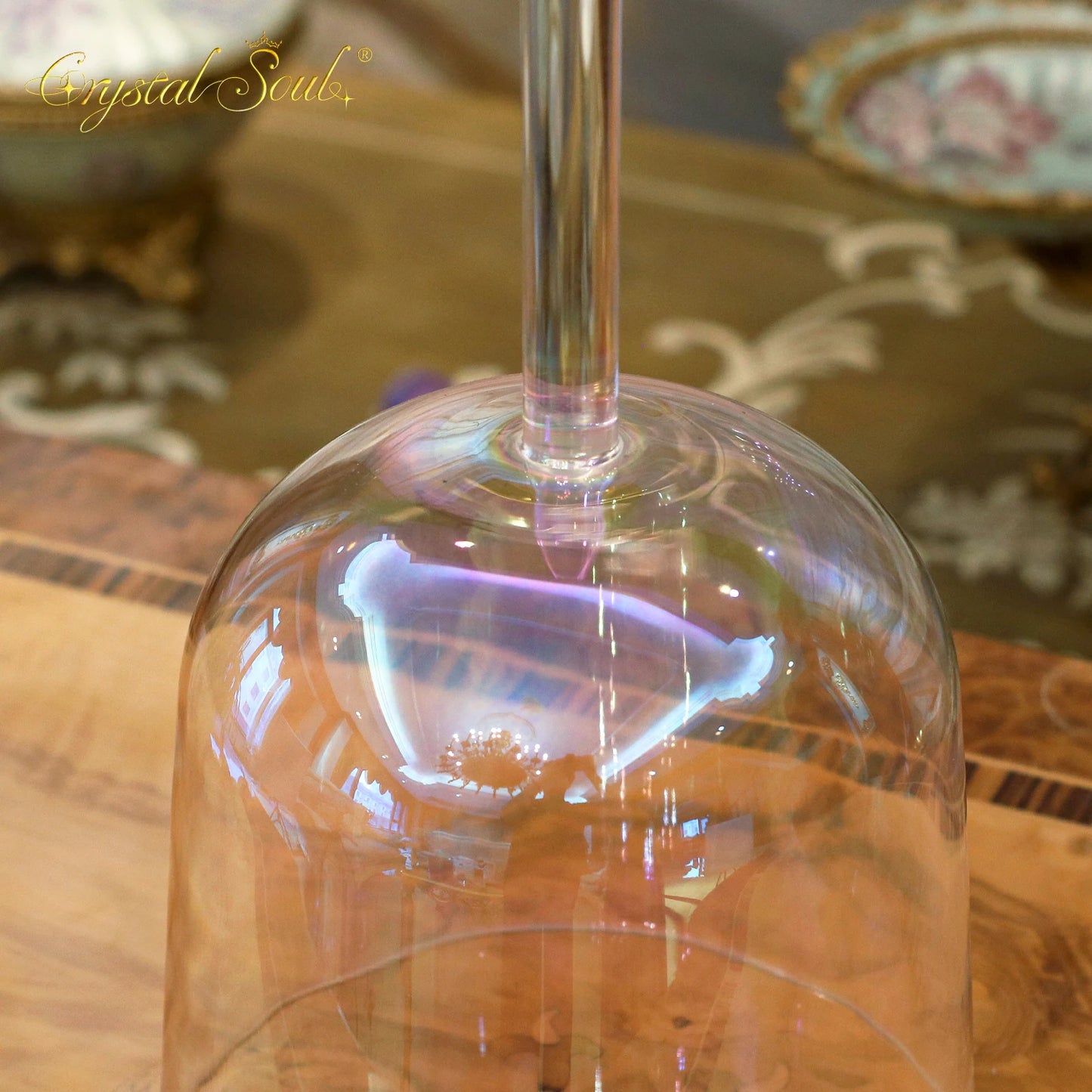 Clear Aurora Handle Singing Chalice-ToShay.org