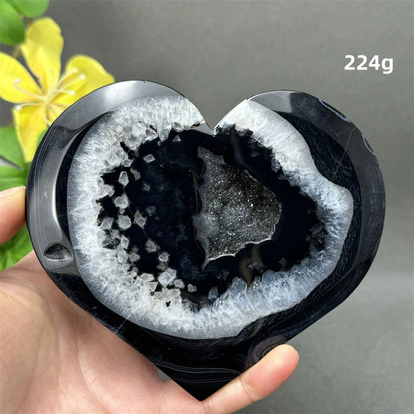 Black Agate Crystal Heart-ToShay.org