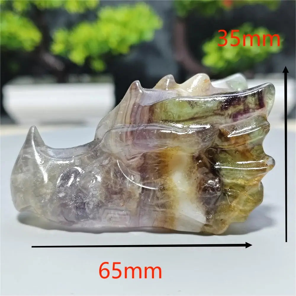 Rainbow Fluorite Dragon Skull-ToShay.org