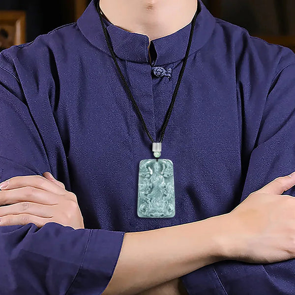 Blue Jade Guanyin Pendant-ToShay.org