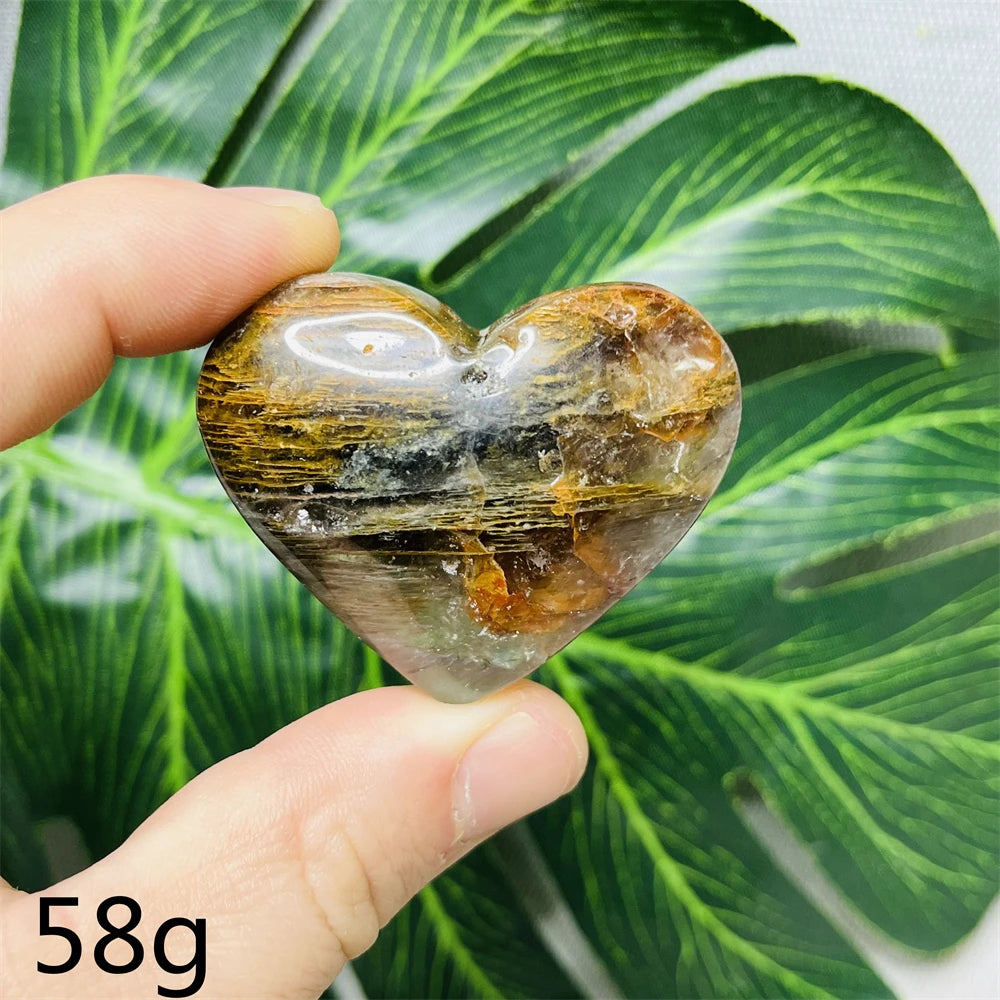 Yellow Garden Ghost Quartz Heart-ToShay.org