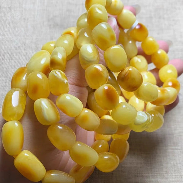Yellow Amber Bead Bracelet-ToShay.org