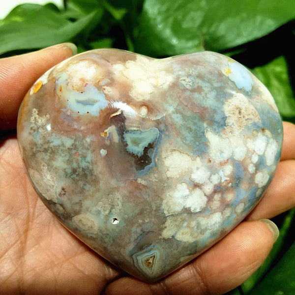 Pink Cherry Blossom Agate Heart-ToShay.org