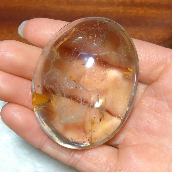 Clear Smokey Quartz Palm Stone-ToShay.org