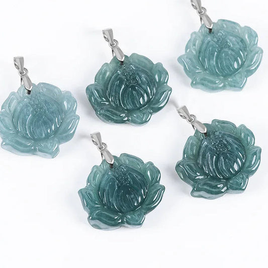 Blue Jade Lotus Pendant-ToShay.org