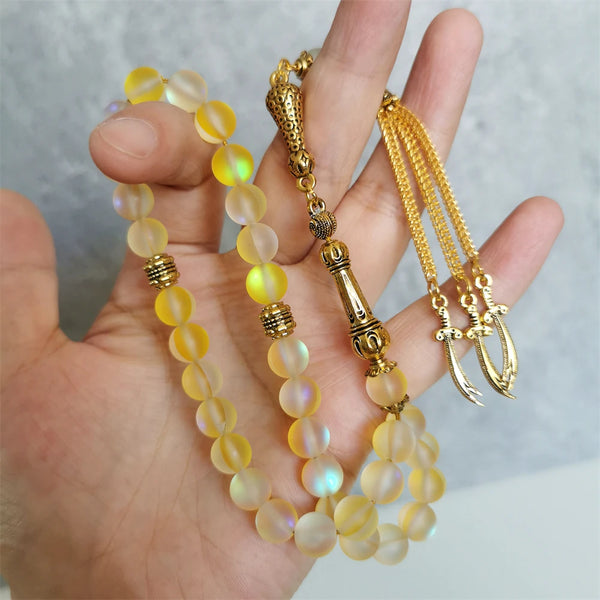 Yellow Frosted Prayer Beads-ToShay.org