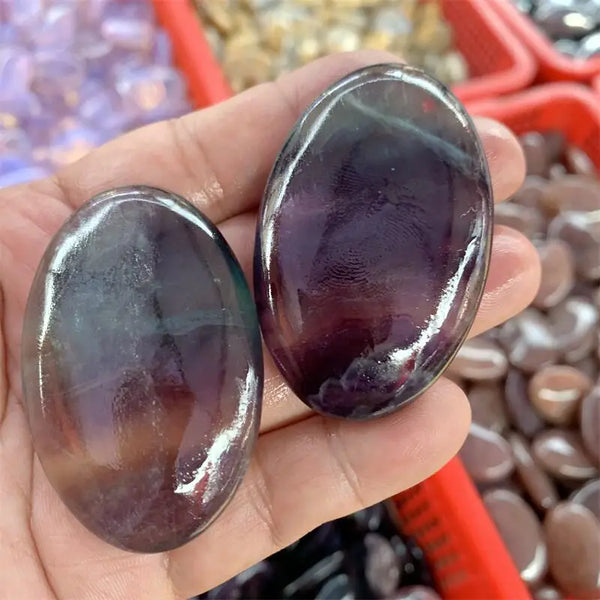 Rainbow Fluorite Palm Stone-ToShay.org