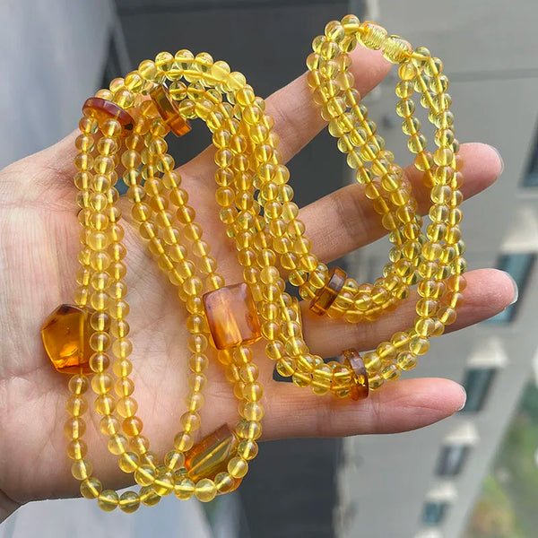 Yellow Amber Bead Necklace-ToShay.org
